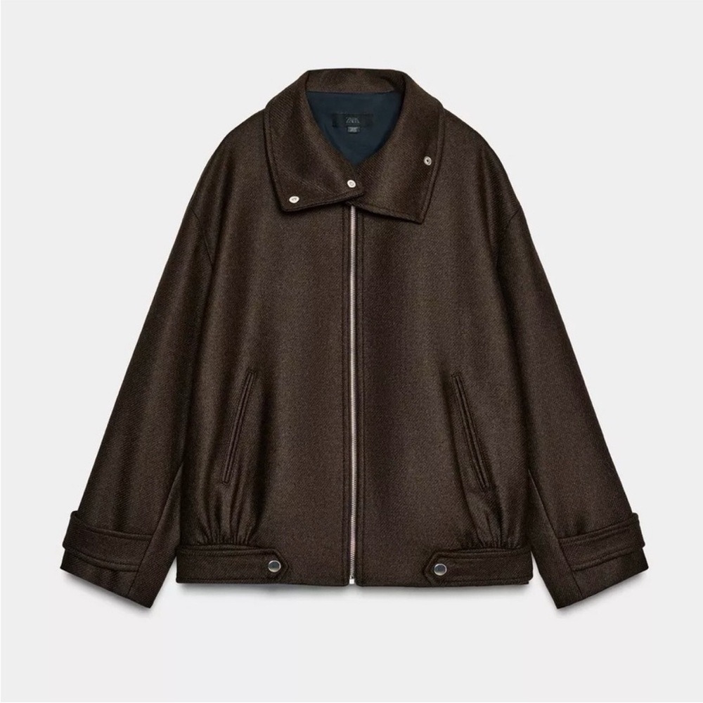 Zara wool blend bomber with high neck - Picture 3 of 6